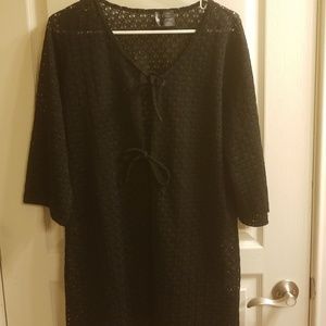 Anne Cole black swimsuit cover-up- cute bow ties